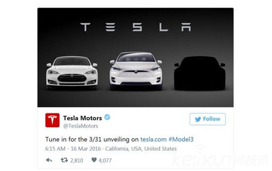 特斯拉Model 3 將于3月31日發(fā)布：馬斯克會(huì)放大招嗎？
