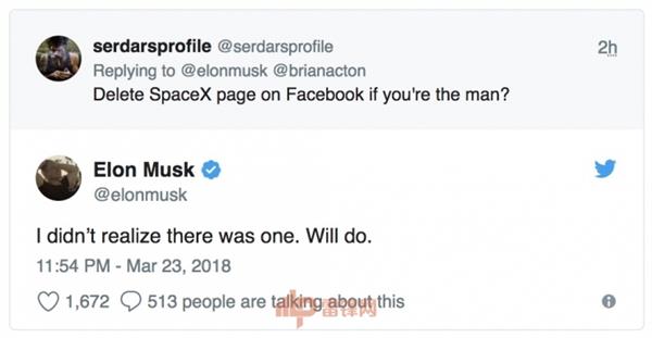 是男人你就刪！馬斯克真把SpaceX和特斯拉的FB頁(yè)面刪了